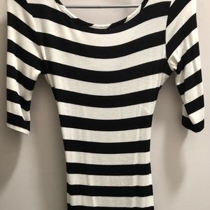 Black and white striped tight fitting dress